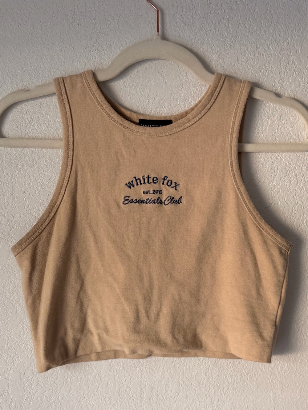 White Fox Boutique Beige Cropped Tank Top